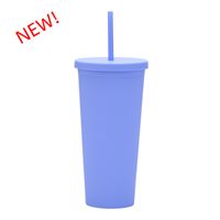 Double-layer Plastic Straw Cup With Lid 24oz Large-capacity Plastic Frosted Ready-to-hand Water Cup sku image 21