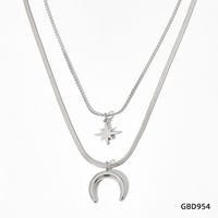 Fashion Moon Stainless Steel Plating Layered Necklaces 1 Piece sku image 2