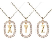 Fashion Letter Copper Plating Inlay Rhinestones Pendant Necklace 1 Piece sku image 27