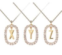 Fashion Letter Copper Plating Inlay Rhinestones Pendant Necklace 1 Piece sku image 26