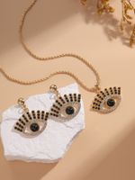 Retro Devil's Eye Alloy Inlay Rhinestones Women's Earrings Necklace 1 Set main image 2