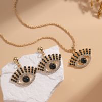 Retro Devil's Eye Alloy Inlay Rhinestones Women's Earrings Necklace 1 Set sku image 1