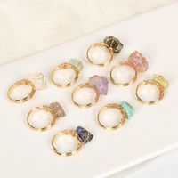 Exaggerated Geometric Alloy Gem Natural Stone Unisex Open Ring 1 Piece main image 1