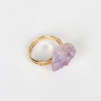 Exaggerated Geometric Alloy Gem Natural Stone Unisex Open Ring 1 Piece main image 2