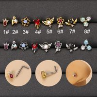 Fashion Heart Shape Stainless Steel Plating Artificial Pearls Zircon Nose Studs 1 Piece sku image 7