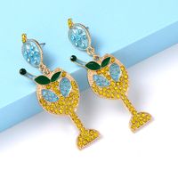 Fashion Wine Glass Alloy Inlay Artificial Pearls Rhinestones Women's Earrings 1 Pair main image 3