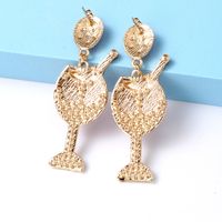 Fashion Wine Glass Alloy Inlay Artificial Pearls Rhinestones Women's Earrings 1 Pair main image 4