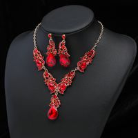 Luxurious Water Droplets Alloy Plating Rhinestones Women's Earrings Necklace main image 3