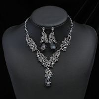 Luxurious Water Droplets Alloy Plating Rhinestones Women's Earrings Necklace main image 4