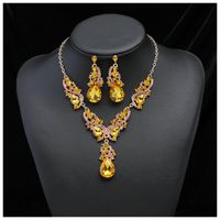 Luxurious Water Droplets Alloy Plating Rhinestones Women's Earrings Necklace sku image 5