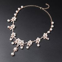 Luxurious Leaves Alloy Plating Artificial Pearls Rhinestones Women's Earrings Necklace main image 4