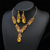 Luxurious Water Droplets Alloy Plating Rhinestones Women's Earrings Necklace main image 6