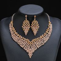 Luxurious Geometric Alloy Plating Artificial Crystal Women's Earrings Necklace sku image 1