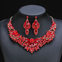 Luxurious Flower Alloy Inlay Artificial Crystal Women's Earrings Necklace main image 4
