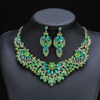 Luxurious Flower Alloy Inlay Artificial Crystal Women's Earrings Necklace sku image 1