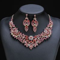 Luxurious Flower Alloy Inlay Artificial Crystal Women's Earrings Necklace main image 2