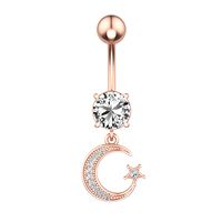 Fashion Moon Stainless Steel Plating Zircon Belly Ring sku image 2