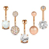 Fashion Geometric Stainless Steel Plating Zircon Belly Ring 5 Pieces main image 1