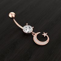 Fashion Moon Stainless Steel Plating Zircon Belly Ring main image 3