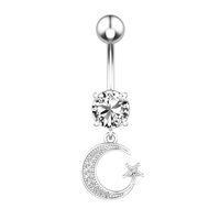 Fashion Moon Stainless Steel Plating Zircon Belly Ring sku image 1