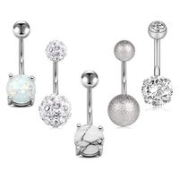 Fashion Geometric Stainless Steel Plating Zircon Belly Ring 5 Pieces main image 3