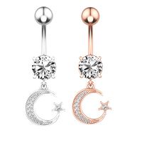 Fashion Moon Stainless Steel Plating Zircon Belly Ring main image 1