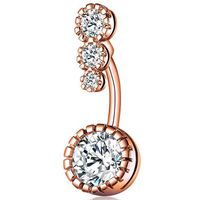 Sexy Round Stainless Steel Plating Zircon Belly Ring main image 5