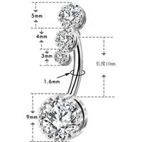 Sexy Rond Acier Inoxydable Placage Zircon Anneau Du Ventre main image 4