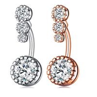 Sexy Round Stainless Steel Plating Zircon Belly Ring main image 1