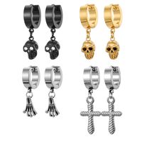 1 Piece Vintage Style Skull Plating Stainless Steel Dangling Earrings main image 1