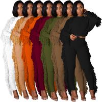 Women's Streetwear Solid Color Polyester Tassel Pants Sets main image 5