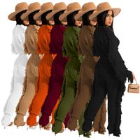 Women's Streetwear Solid Color Polyester Tassel Pants Sets main image 2