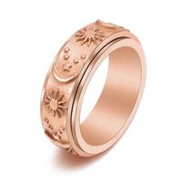 Fashion Sun Moon Titanium Steel Plating Rings main image 4