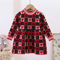 Cute Heart Shape Knit Girls Dresses main image 3