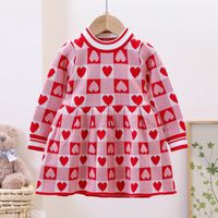 Cute Heart Shape Knit Girls Dresses sku image 3