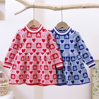 Cute Heart Shape Knit Girls Dresses main image 2