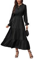 Women's Regular Dress Fashion Round Neck Patchwork Long Sleeve Solid Color Maxi Long Dress Daily main image 4