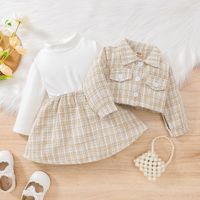 Fashion Plaid Cotton Girls Clothing Sets sku image 3