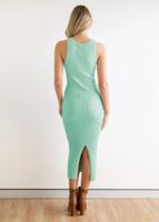 Women's A-line Skirt Casual Round Neck Knitted Sleeveless Solid Color Midi Dress Daily main image 5