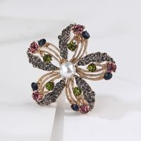 Retro Flower Bow Knot Alloy Inlay Artificial Pearls Rhinestones Women's Brooches sku image 2