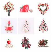 Fashion Christmas Hat Christmas Tree Snowman Alloy Inlay Rhinestones Unisex Brooches main image 4