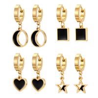 Fashion Triangle Pentagram Heart Shape Stainless Steel Plating Dangling Earrings 1 Pair main image 1