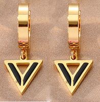 Mode Triangle Pentagram Coeur Forme Acier Inoxydable Placage Boucles D'oreilles Pendantes 1 Paire main image 3