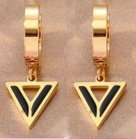 Fashion Triangle Pentagram Heart Shape Stainless Steel Plating Dangling Earrings 1 Pair sku image 2