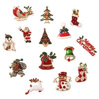 Cute Christmas Hat Christmas Tree Santa Claus Rhinestone Enamel Inlay Rhinestones Pearl Women's Brooches main image 1