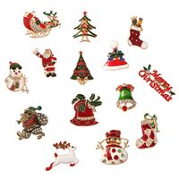 Süß Weihnachtsmütze Weihnachtsbaum Weihnachtsmann Strass Emaille Inlay Strasssteine Perle Frau Broschen main image 6