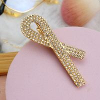 Fairy Style Bow Knot Metal Inlay Rhinestones Pearl Hair Clip 1 Piece sku image 2