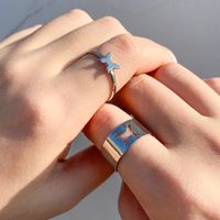 Fashion Butterfly Alloy Plating Couple Rings main image 3