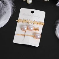 Fashion Star Alloy Inlay Pearl Hair Clip 3 Pieces sku image 24