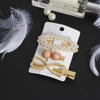 Fashion Star Alloy Inlay Pearl Hair Clip 3 Pieces sku image 27